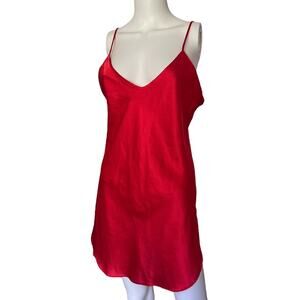 90's Alexandra Chase medium triangle red satin slip dress lingerie sleepwear